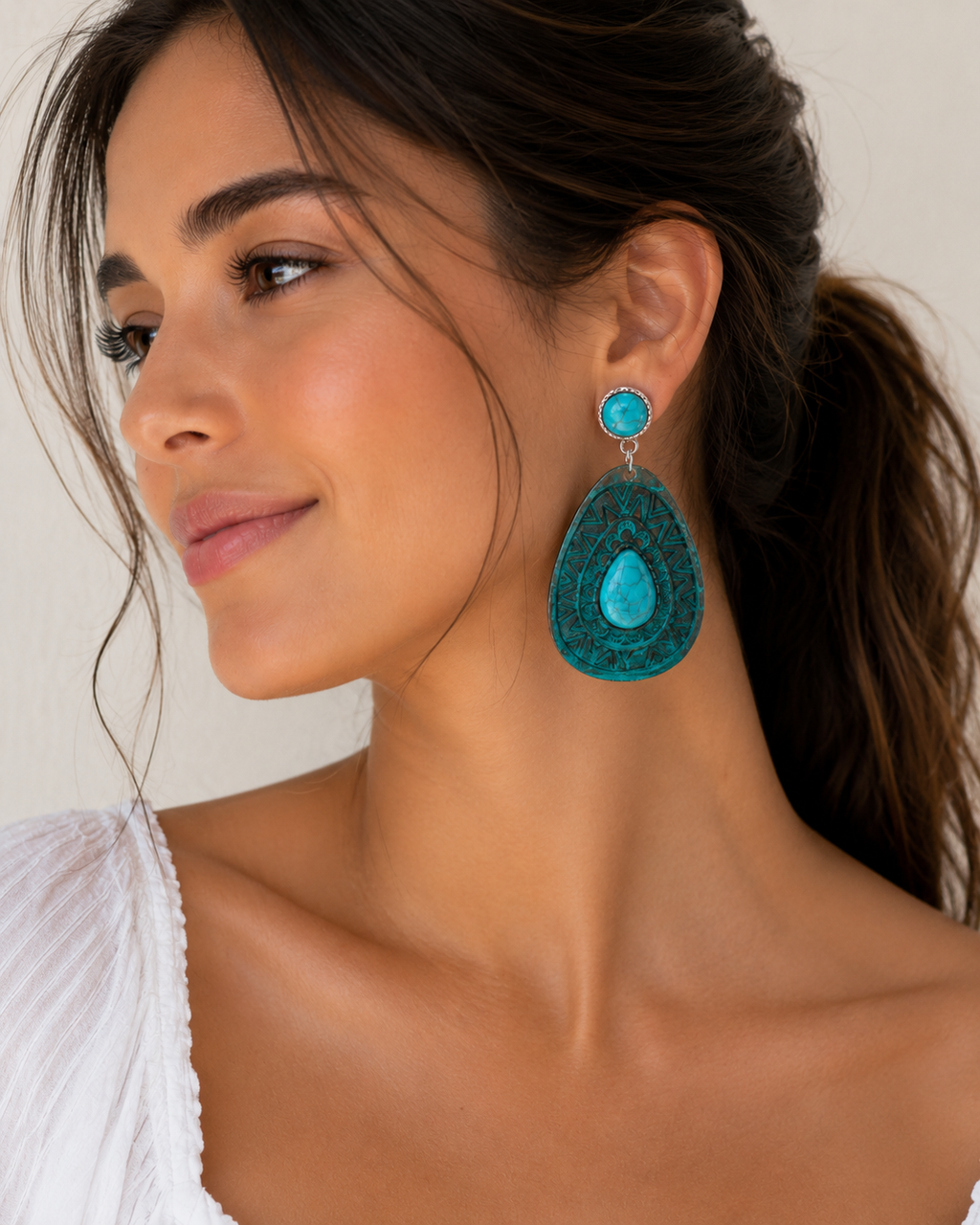 Blue Stone Dangle Earrings
