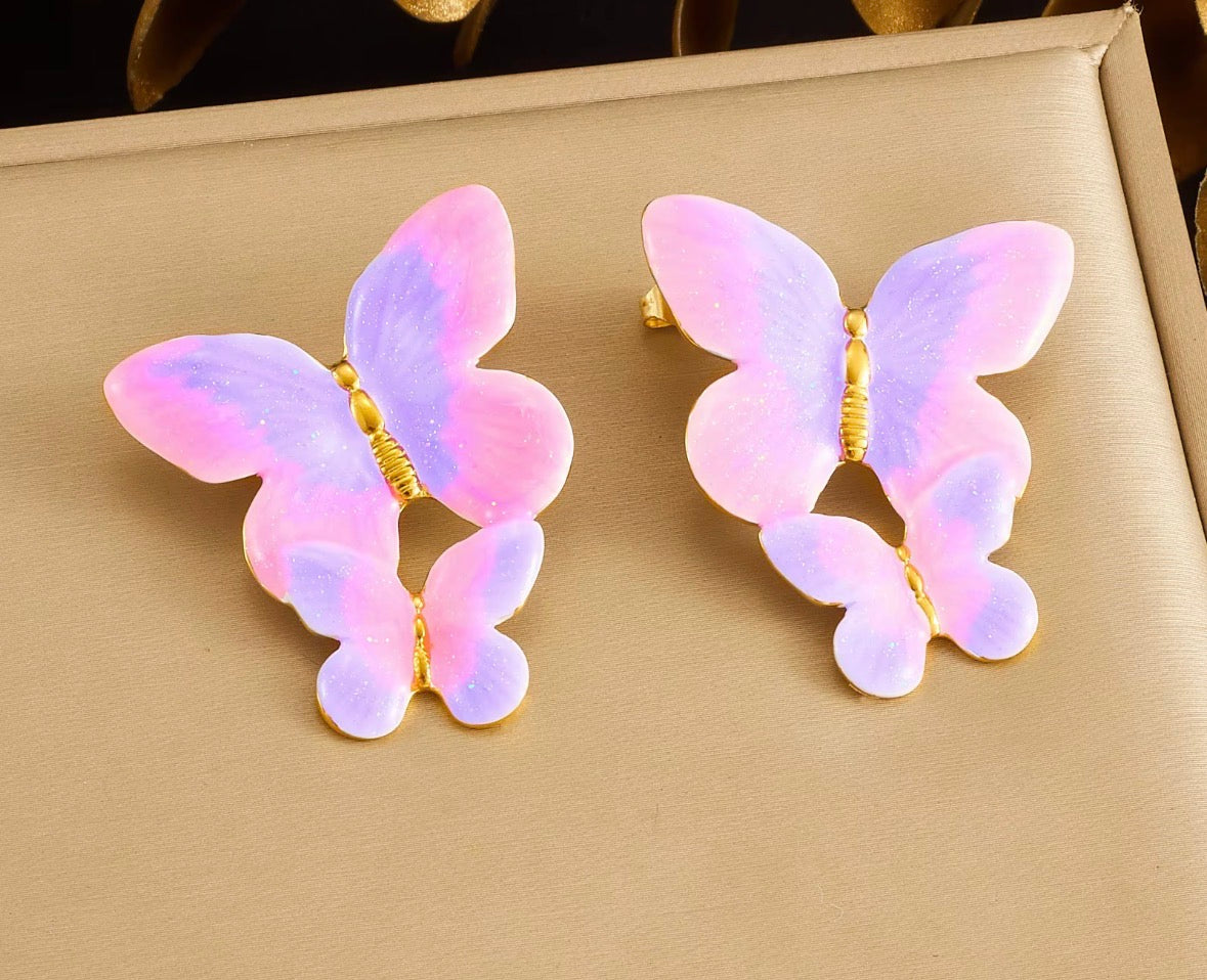 Pink Butterfly Earrings