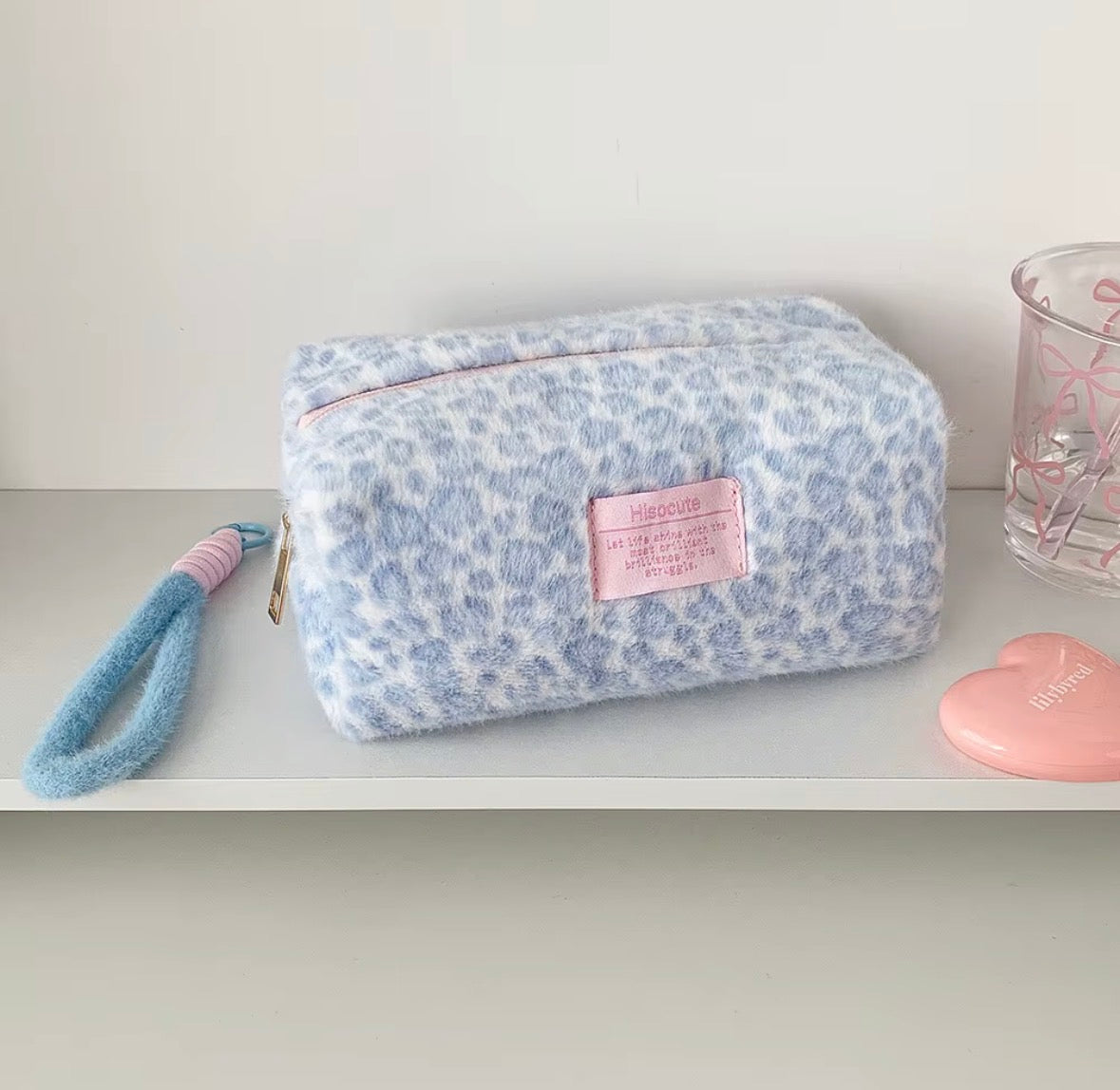 Leopard Plush Cosmetic Bag