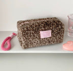Leopard Plush Cosmetic Bag