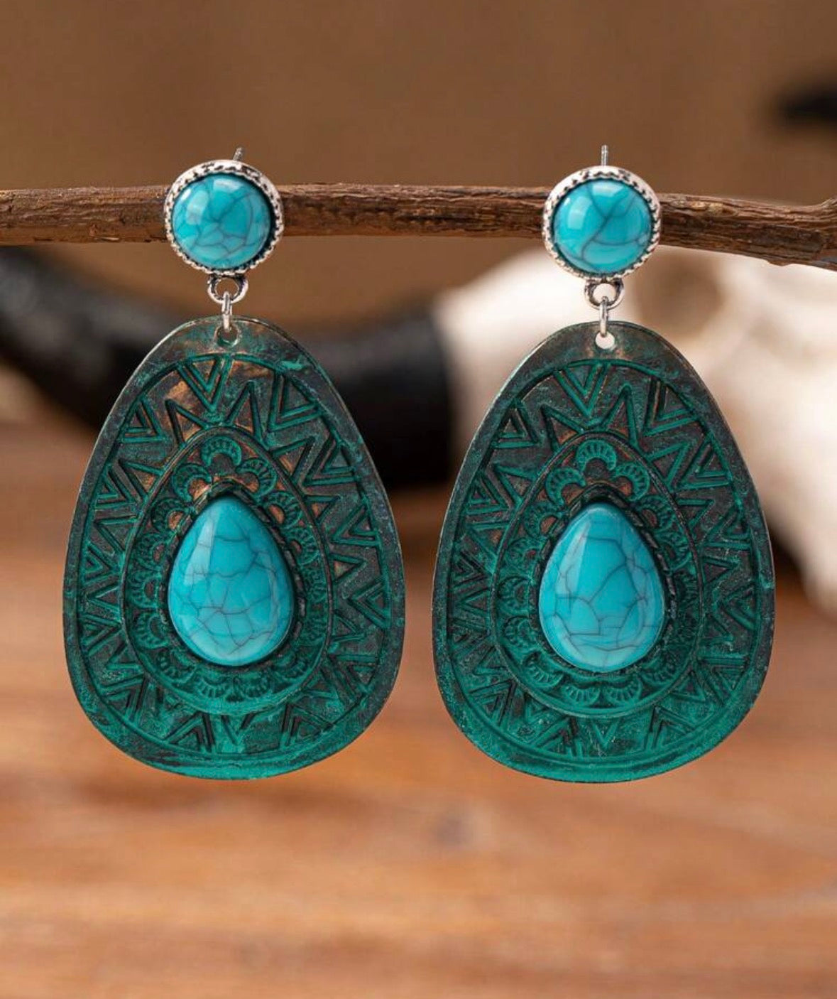Blue Stone Dangle Earrings