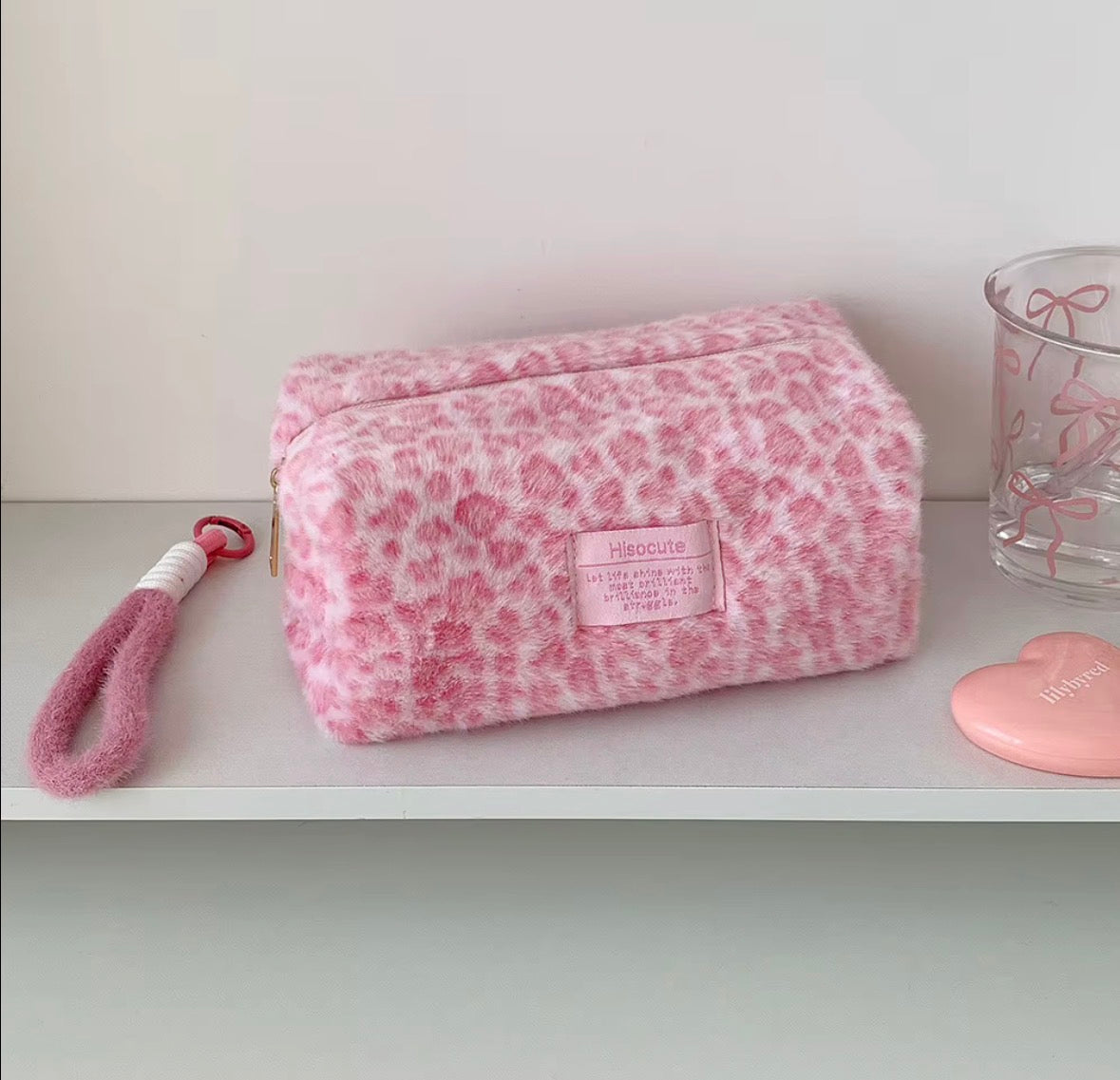 Leopard Plush Cosmetic Bag