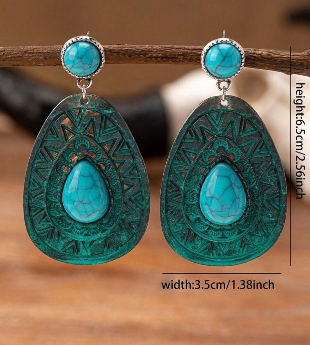 Blue Stone Dangle Earrings
