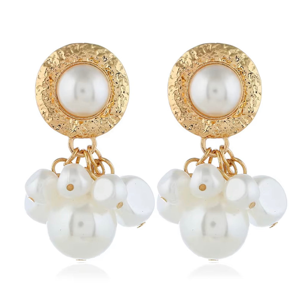 Gold Plated Drop Pearl Earrings