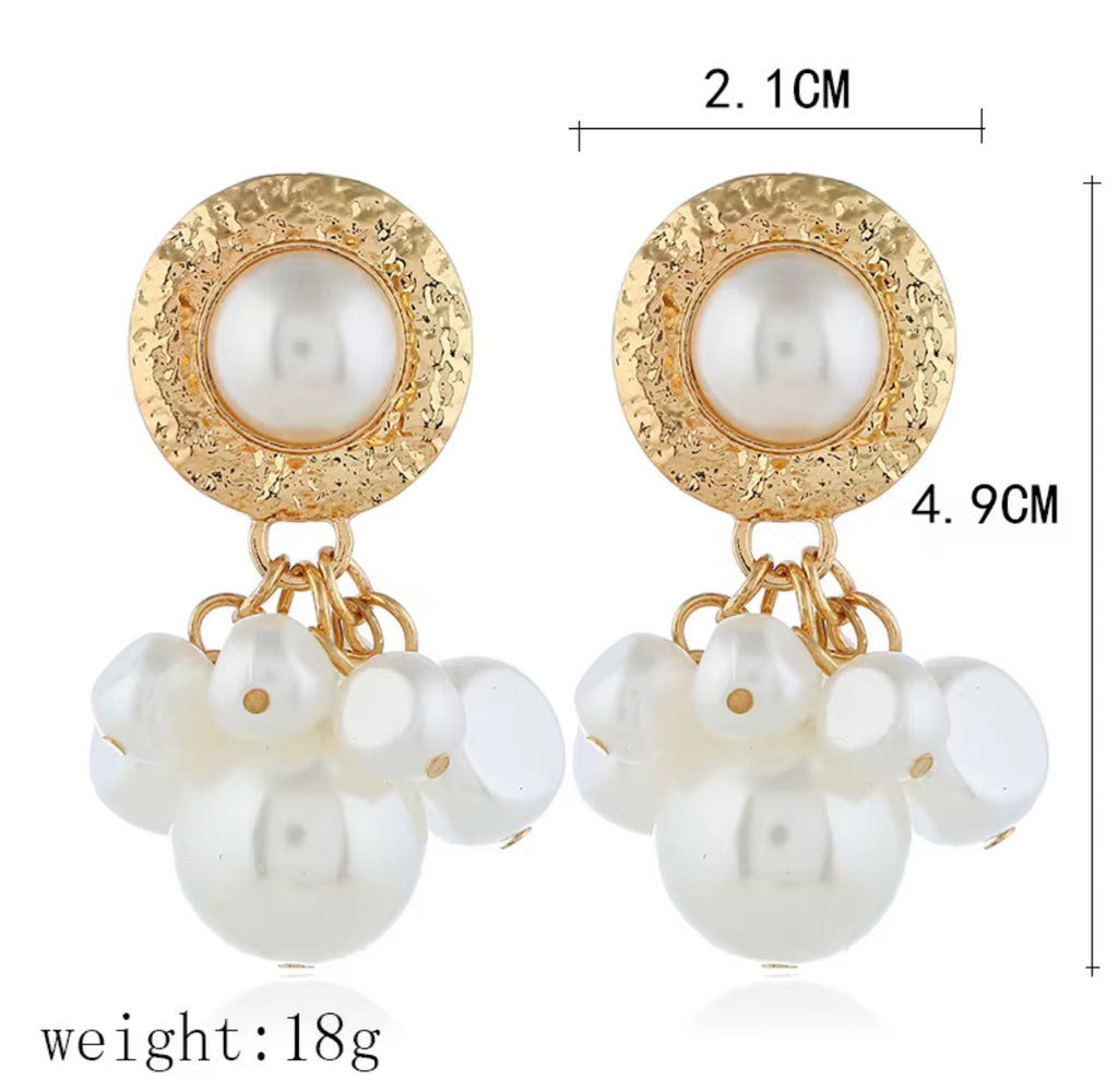 Gold Plated Drop Pearl Earrings