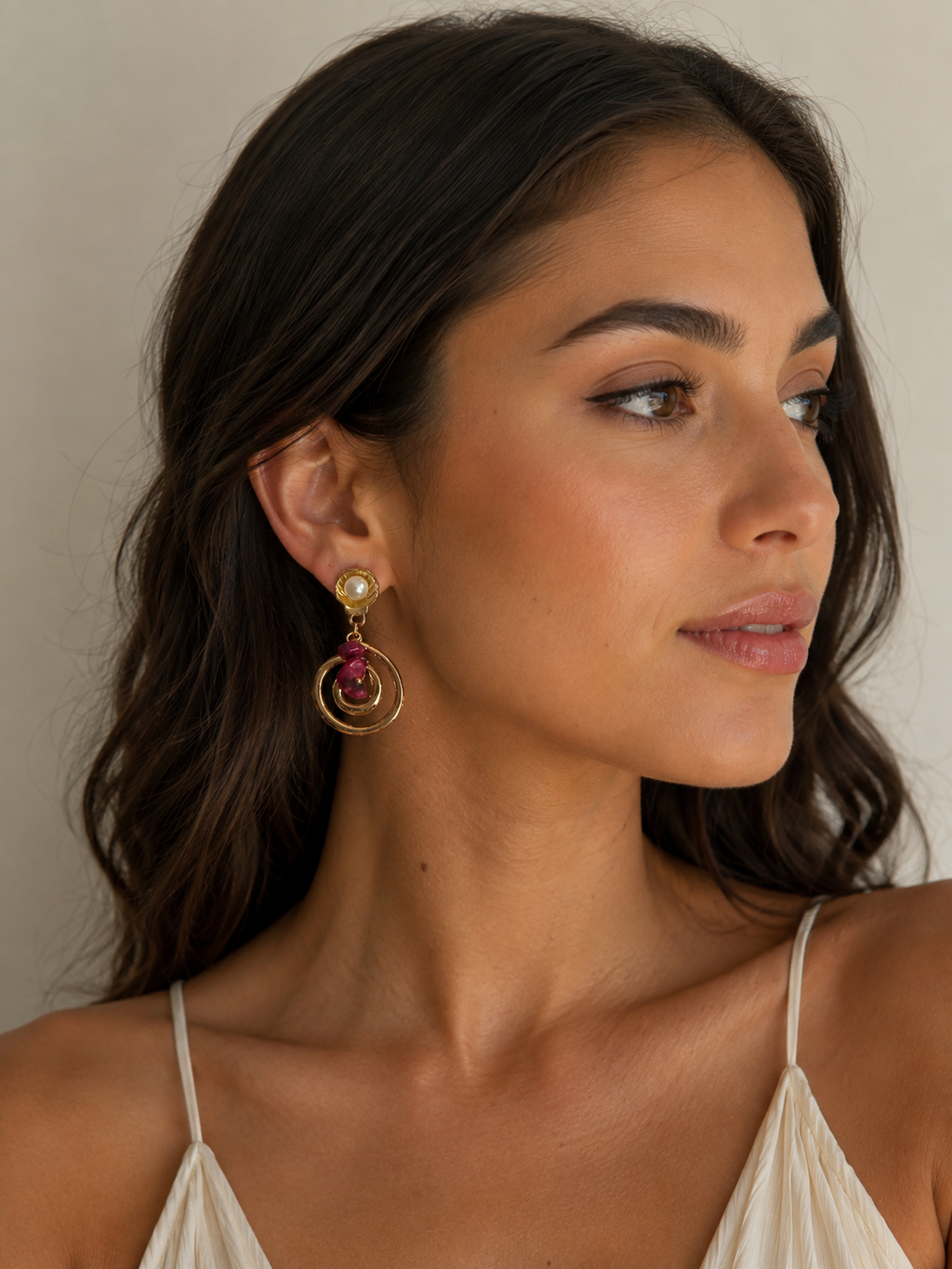 Gold Spiral Earrings With Pearls