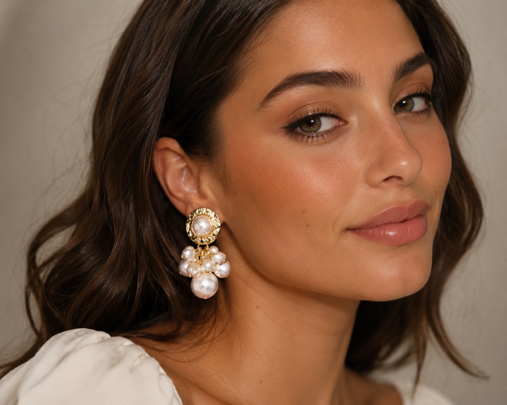 Gold Plated Drop Pearl Earrings