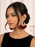 C Shaped Petal Tassel Earrings