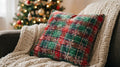 Plaid Red And Green Christmas Cushion