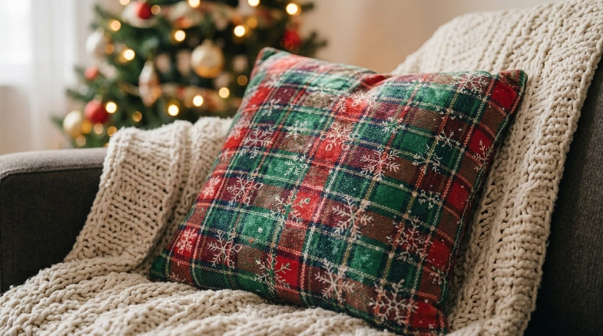 Plaid Red And Green Christmas Cushion