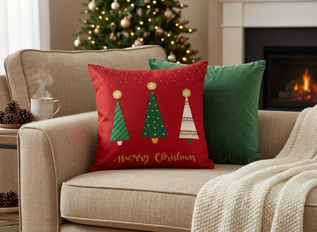 Christmas Colored Christmas Trees Cushion