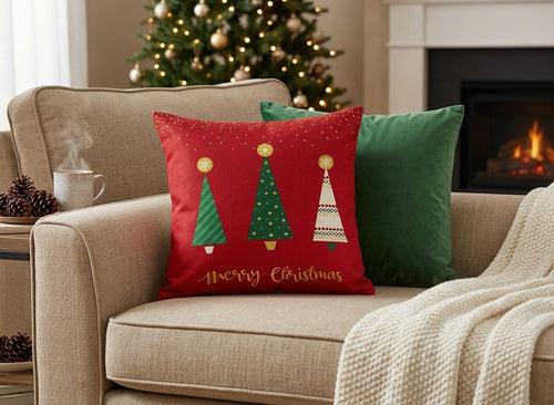 Christmas Colored Christmas Trees Cushion
