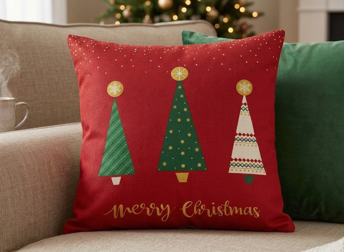 Christmas Colored Christmas Trees Cushion