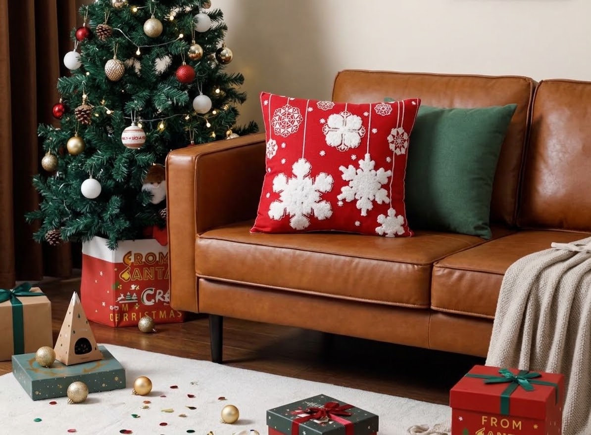 Hanging Snowflakes Christmas Cushion