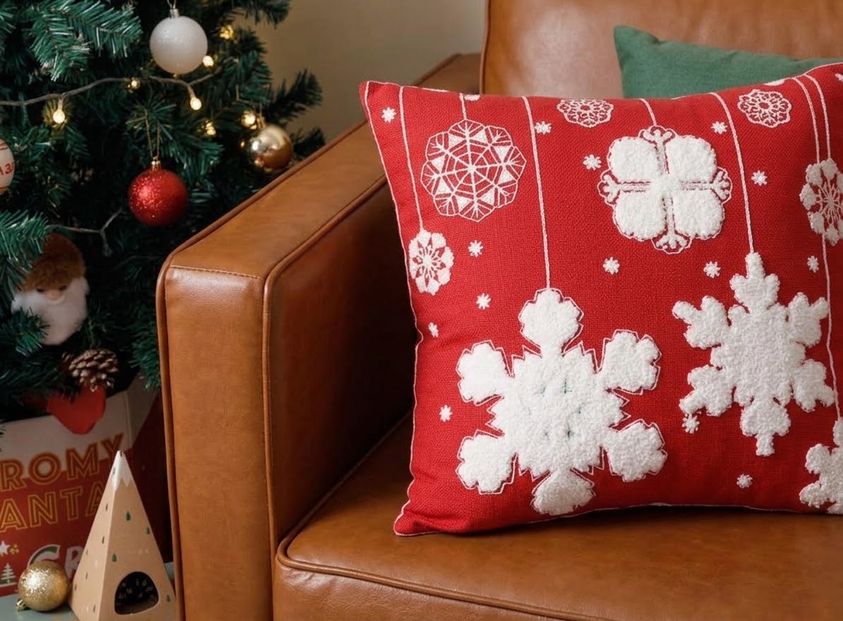 Hanging Snowflakes Christmas Cushion
